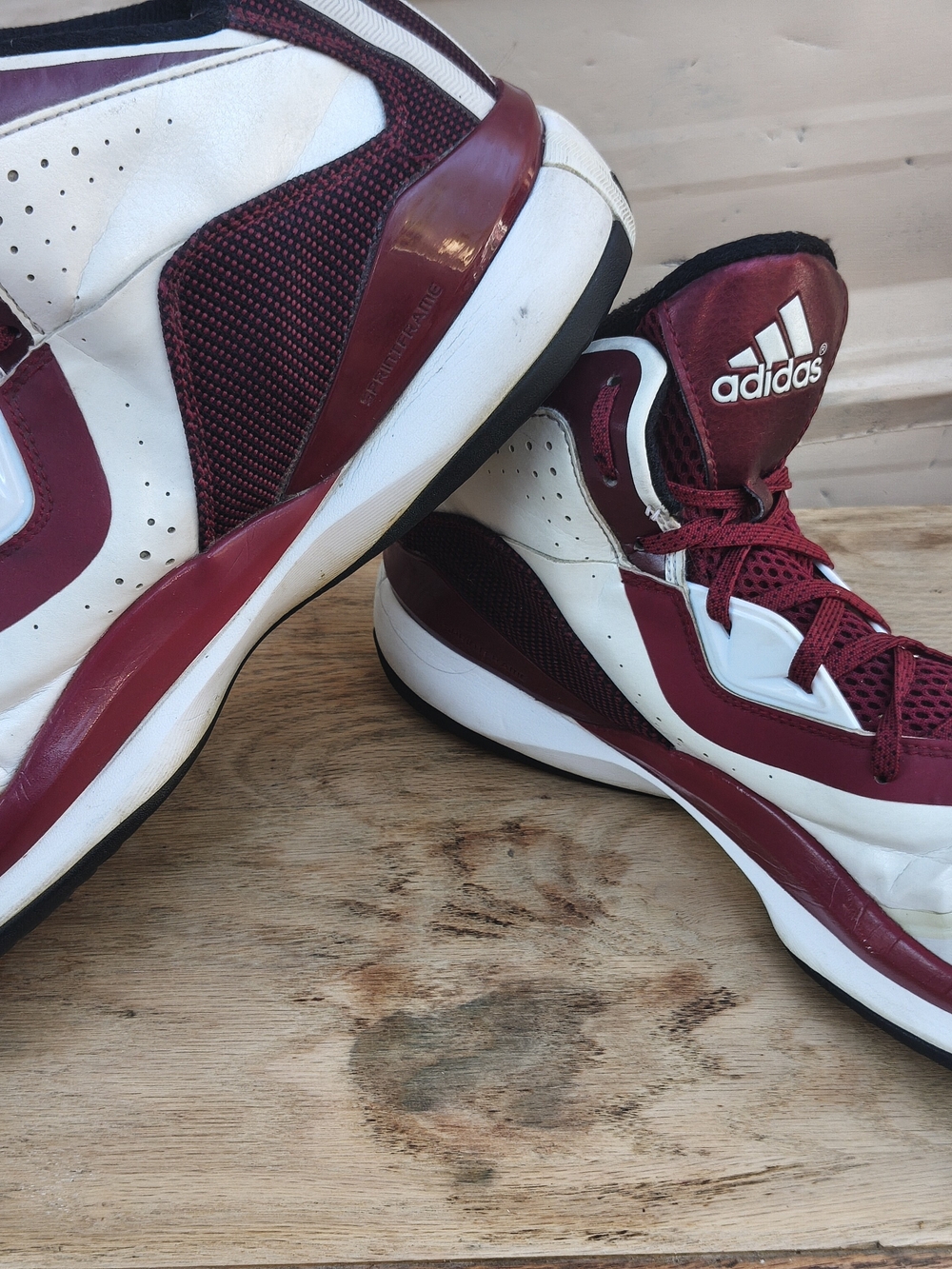 adidas Men's High-Top Basketball Shoes in Maroon and White
